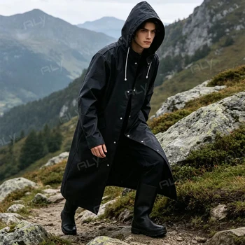 Disposable EVA Raincoat Unisex Hooded Waterproof Long Rain Coat Black Outdoor Hiking Camping Fishing Travel Wear For Men Women 3 Disposable EVA Raincoat Unisex Hooded Waterproof Long Rain Coat Black Outdoor Hiking Camping Fishing Travel Wear For Men Women 3