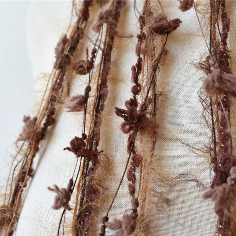 Brown Coffee Transformed Wool Velvet Tassel Lace Accessories Creative Cotton Yarn Wedding Decoration Design Clothing Fabrics