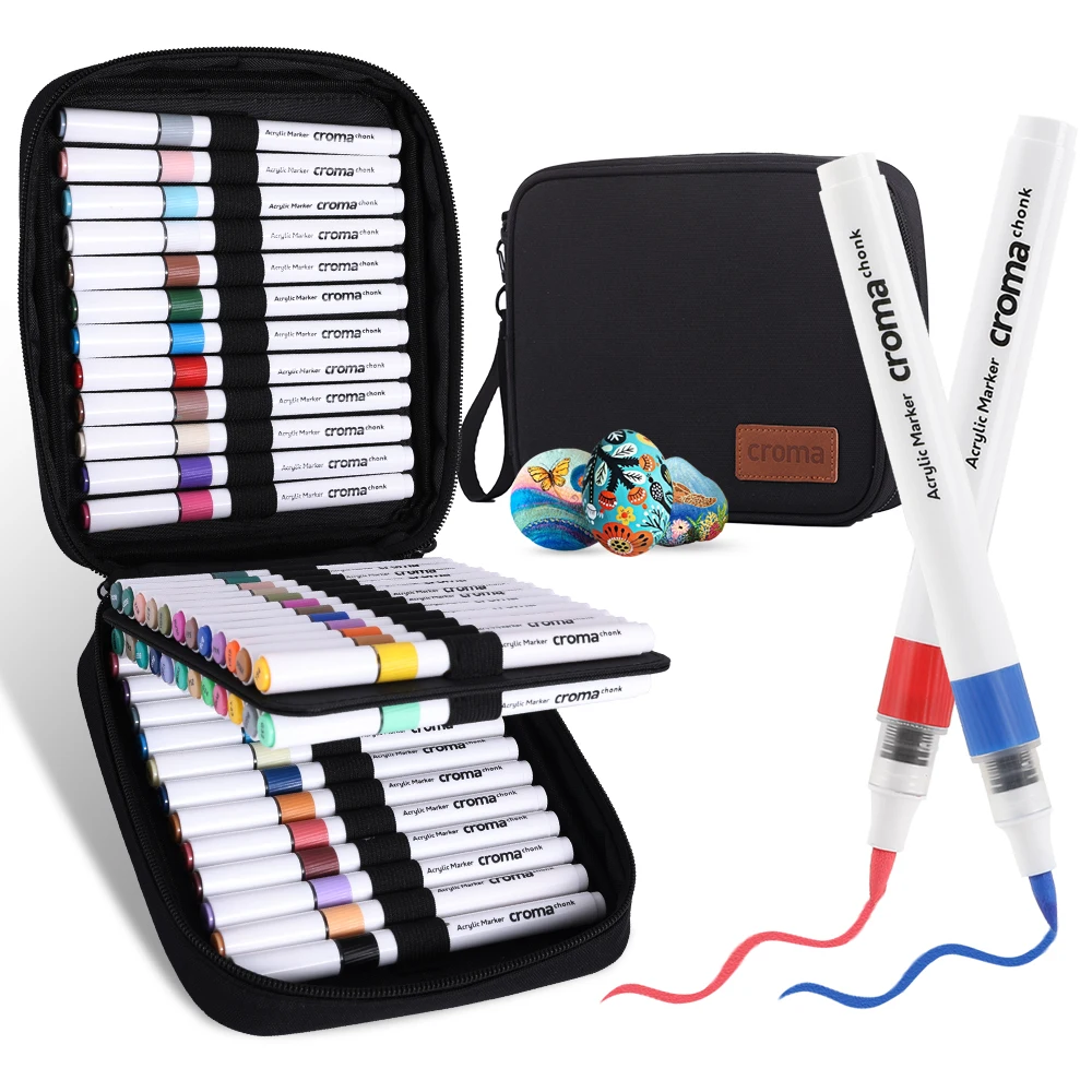 

48Colors/bag Straight Liquid Pressure-free Acrylic Markers Brush Pens Soft-head Acrylic Marker Pen Watercolor Painting Pen Set