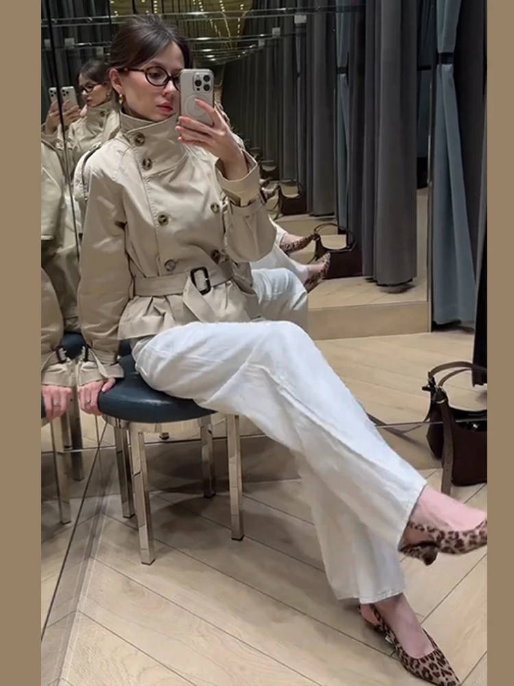 Casual Stand Collar Jackets Women's Full Sleeve Slim Button Short Overcoat 2025 New Autumn Winter Solid Ladies Streetwear