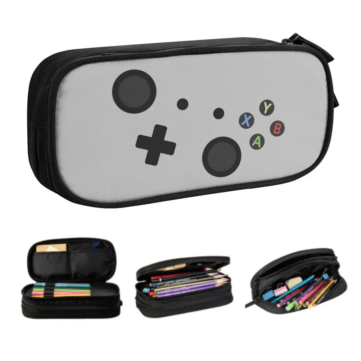 Custom Cute Gaming Gamer Controller Pencil Case for Boys Gilrs Retro Video Game Large Capacity Pen Bag Box Stationery