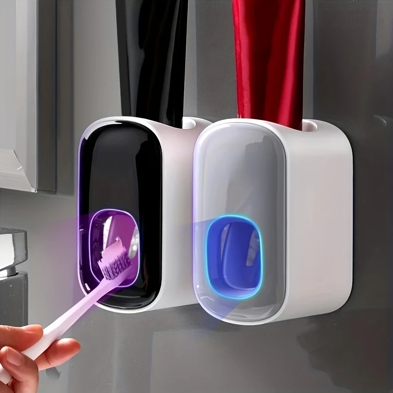 

Smart Automatic Toothpaste Dispenser Set - One- Squeezing, Wall-Mounted Toothbrush Holder, Space-Saving Design - Perfect for Ba