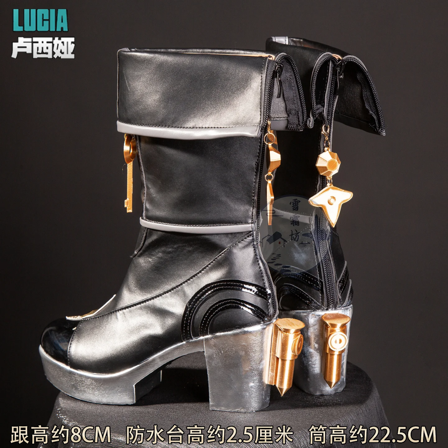 ゼンレスゾーンゼロ ルシア・エロウェン コスプレ靴 黒ブーツ 3D アクセサリー カスタマイズされた女性ハロウィンパーティーカーニバルロールプレイ靴