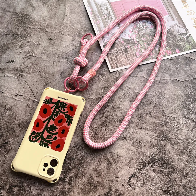 Mobile Strap Pendant Crossbody Landyard With Patch Phone Lanyard Metal Keyring Keychain Lanyard Pink Phone Charm Accessories