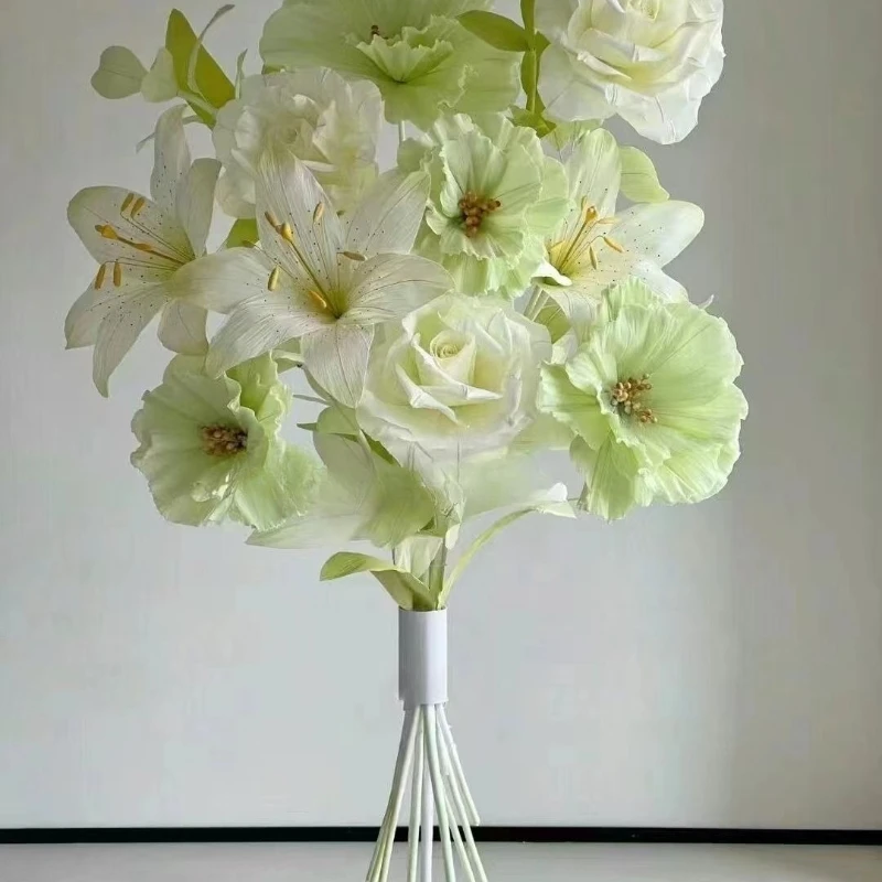 

Giant paper art bouquet dining table flower arrangement living room photo shopping mall window decoration