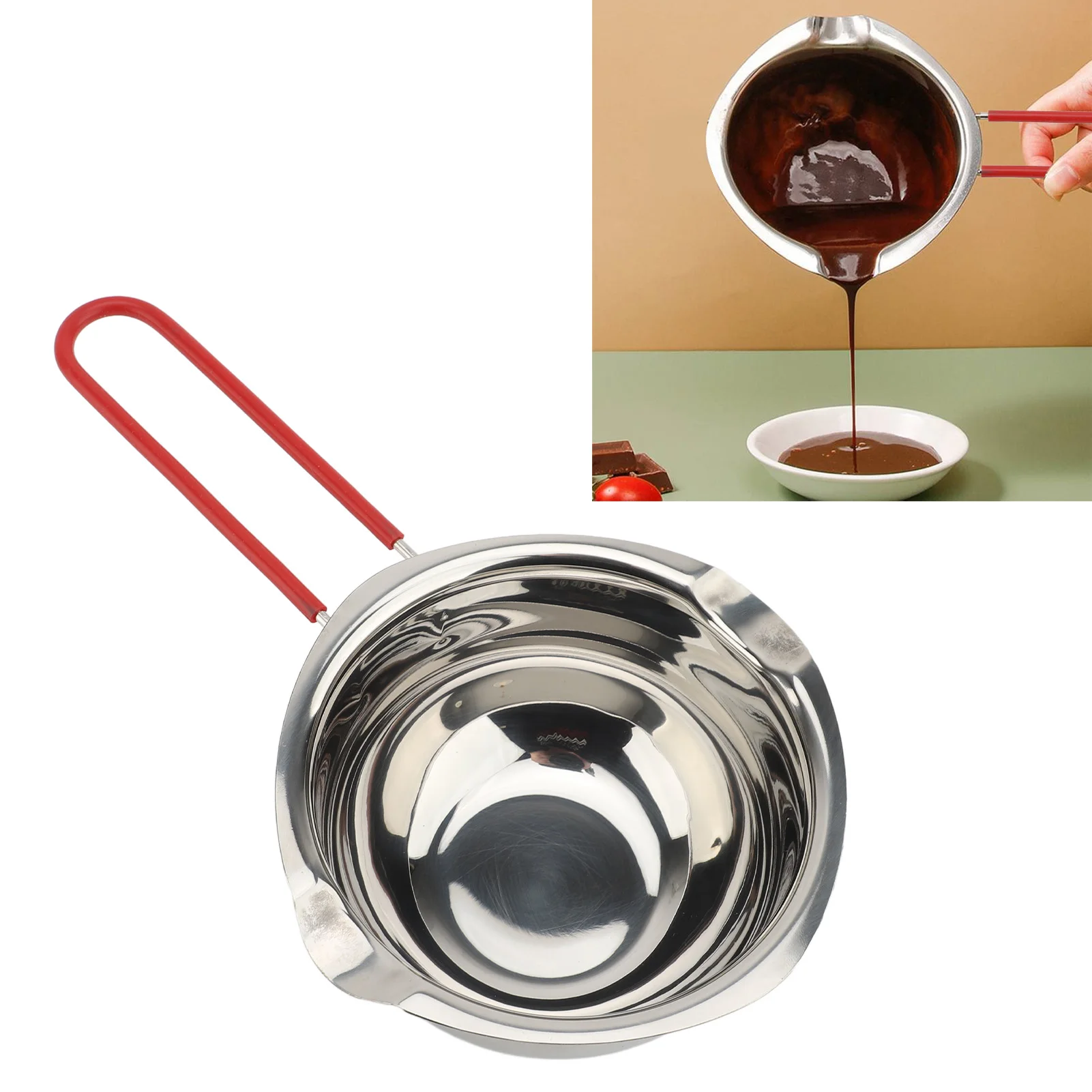 500ml Chocolate Melting Pot 304 Stainless Steel Melting Pot  For Melting Butter Cheese Candy Chocolate And Candle Wax