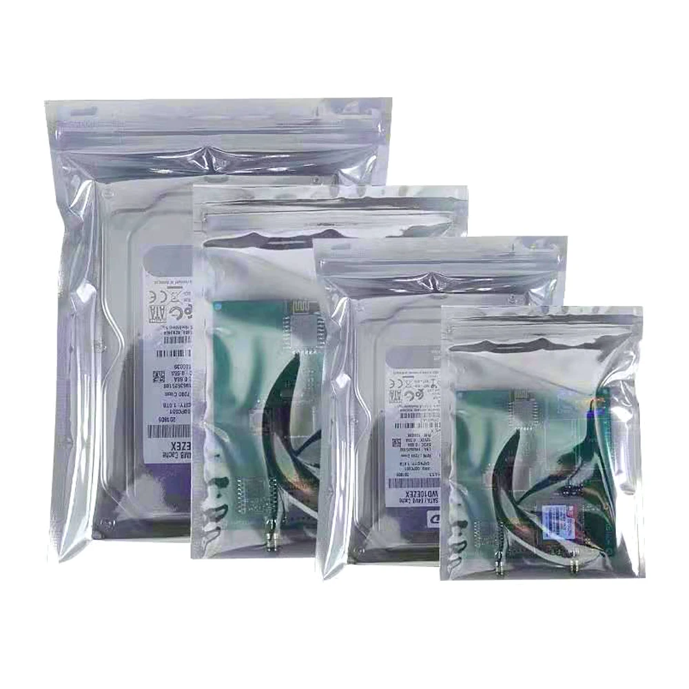 100Pcs Silver Gray Zip Lock Antistatic Bag ESD Resealable Reusable Self Seal Electronic Mainboard USB Cable Storage Pouches