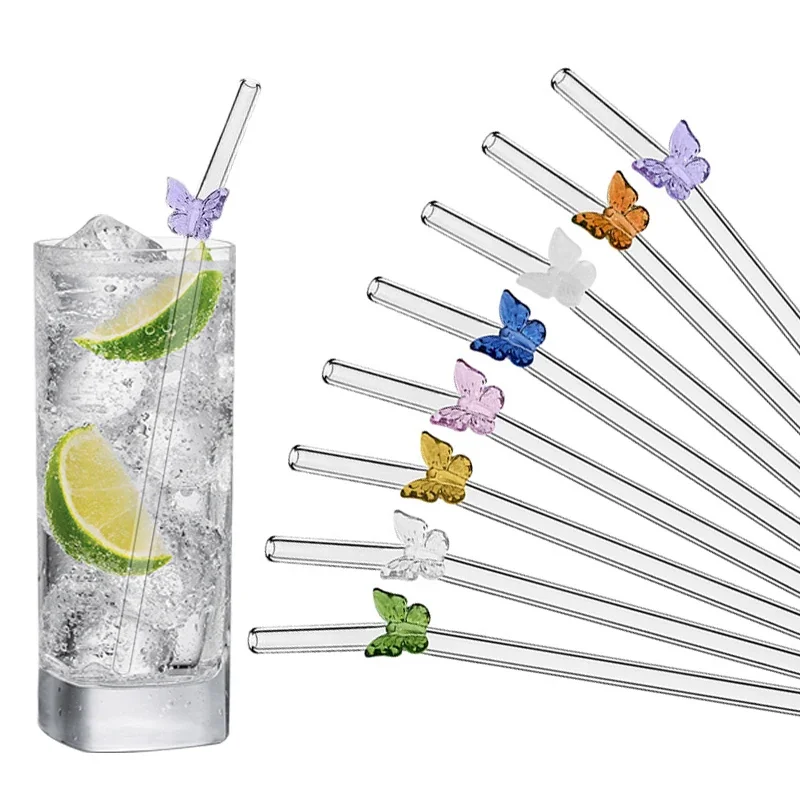 

4 шт. многоразовые стеклянные соломинки с бантом, милая стеклянная соломинка с бантом и чистящей щеткой для любителей кофе, смузи, замороженных напитков, чая, сока