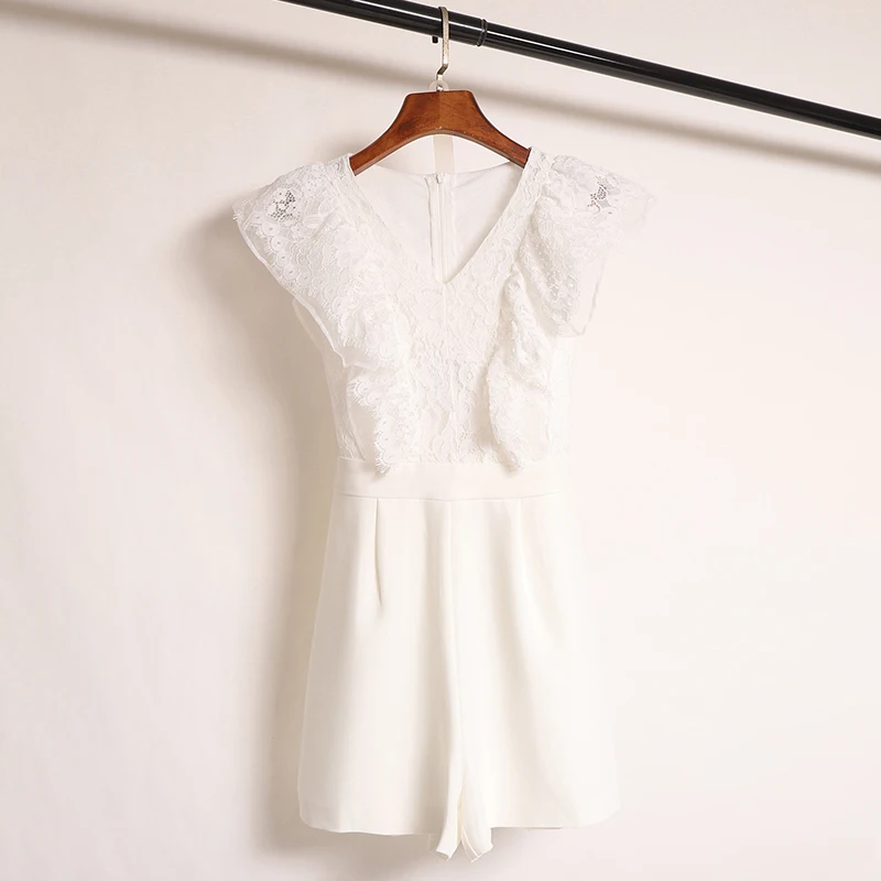 

Кружевное боди Ele V-Ne, белые утягивающие брюки с высокой талией и широкими штанинами, корейский Sle Commute Faion