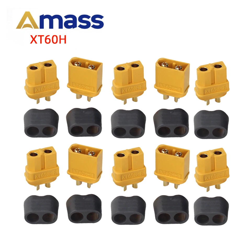 10pcs Amass XT60h connector XT60-T plug with Sheath Housing Female / male XT60 plug for RC Lipo Battery rc cars fpve drones