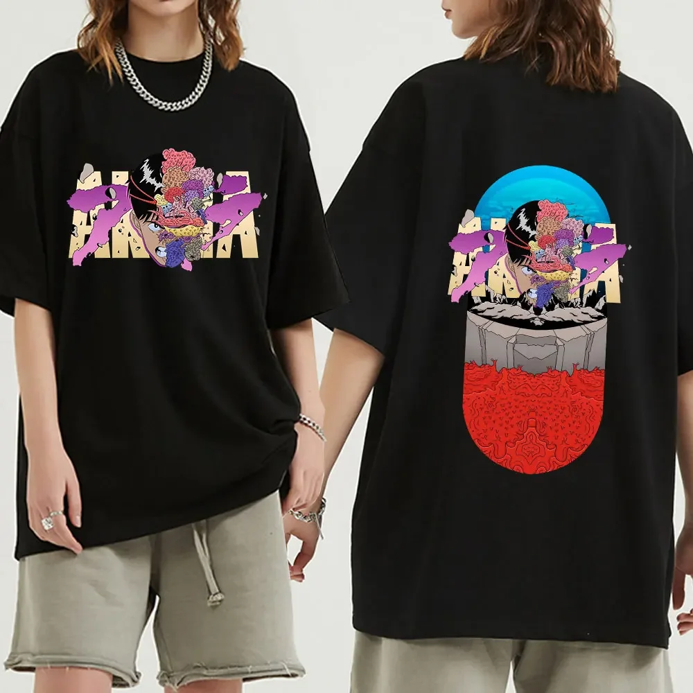 Akira Anime Print T Shirt Men Women Vintage Japanese Manga Graphic Tee Harajuku Y2k Streetwear Cotton Casual Short Sleeve Tops