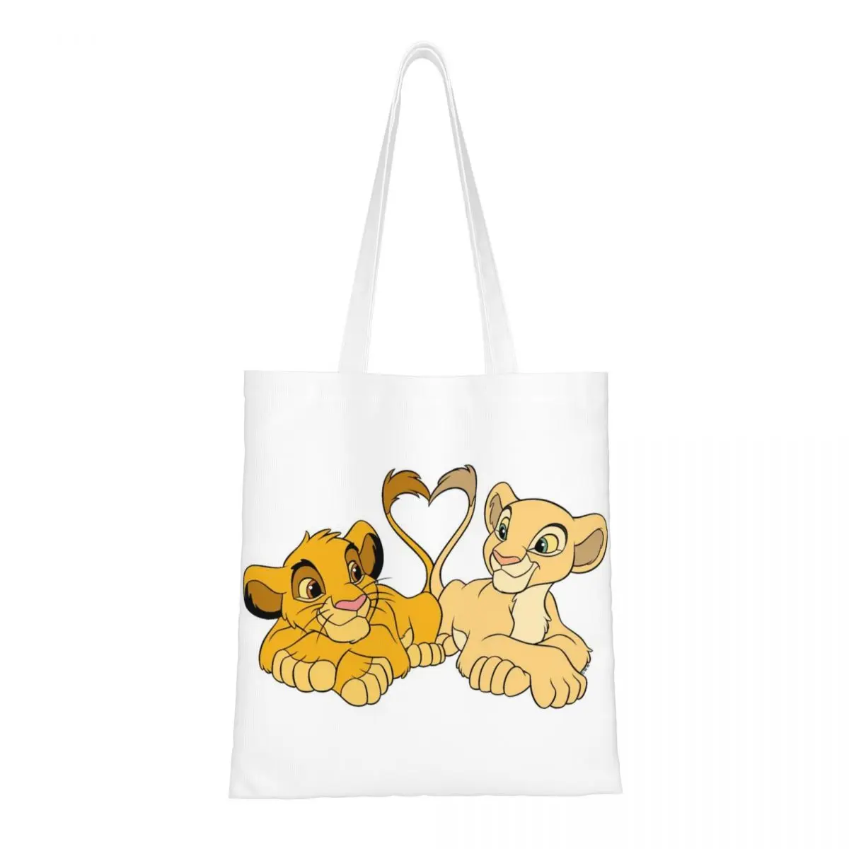 Custom The King Lion Grocery Shopping Bag Printed Canvas Shopper Tote Shoulder Bags Big Capacity Washable Simba And Nala Handbag