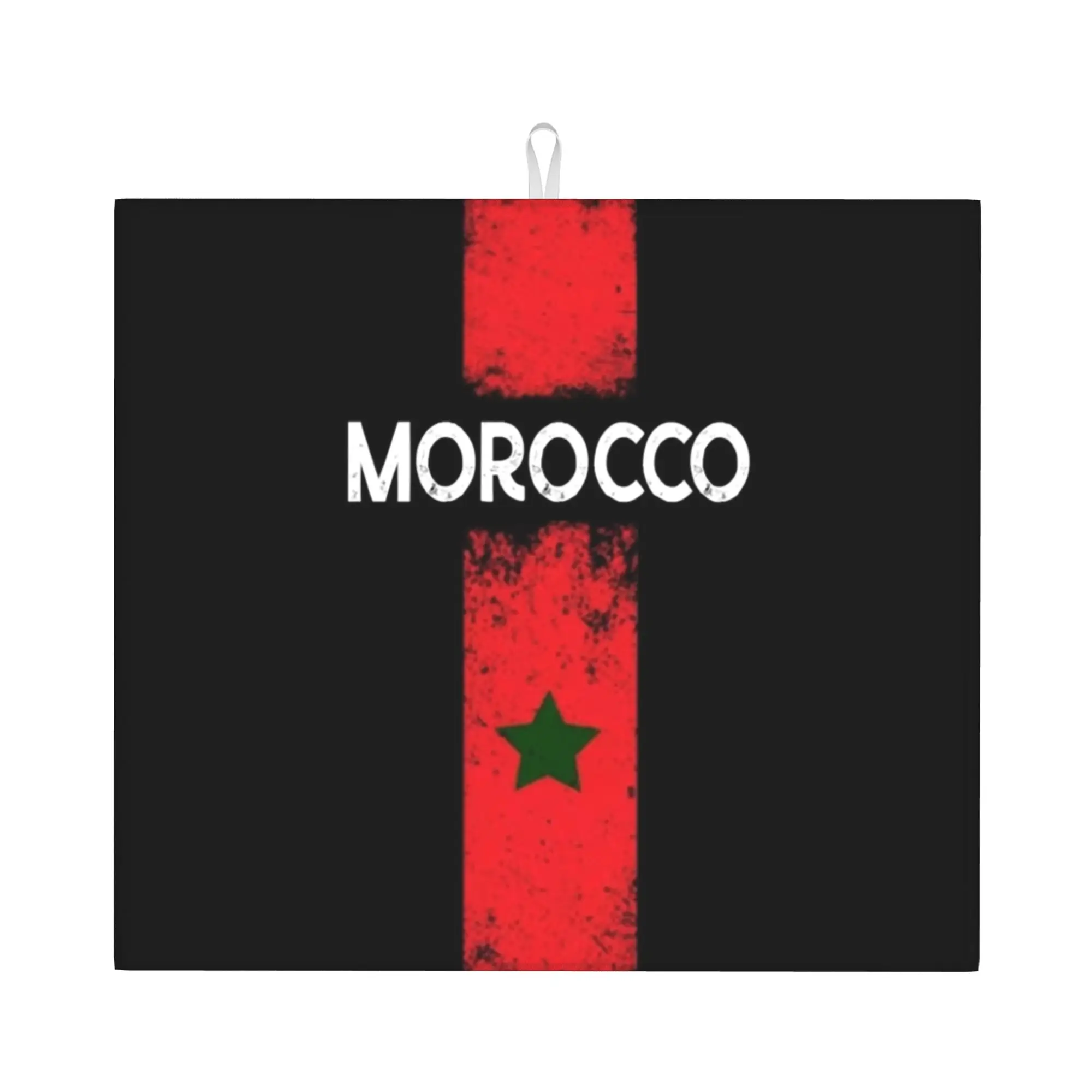 Morocco Moroccan Flag Non‑Slip Waterproof Absorbent Barware Tableware Oil Proof Reusable  Bathroom Drying Mat For Kitchen