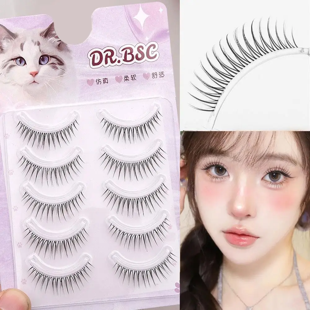 5 pares de pestañas postizas naturales de larga duración extensión de pestañas cruzadas cosméticos útiles maquillaje de ojos reutilizable pestañas postizas