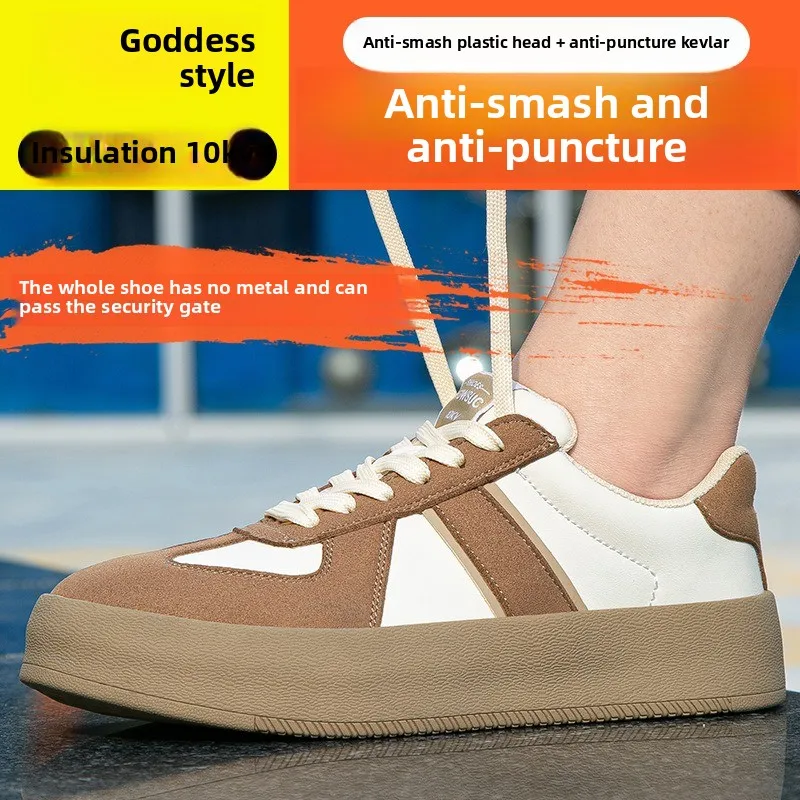 Women's Safety Shoes with Steel Toe  Anti Smashing and Anti Piercing  Lightweight and Soft Sole  Fashionable and Breathable