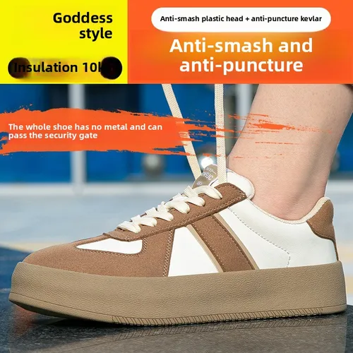 Imagen 2 del producto Nuevos zapatos de seguridad para mujer con punta de acero antigolpes y antiperforación suela ligera y suave a la moda y transpirable