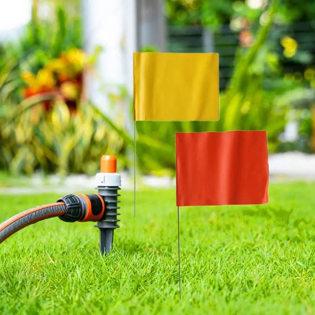 

10pcs Building Marking Flags Durable Polyester Wood Sticks Lawn Yard Garden Irrigation Flags Survey Construction Fencing