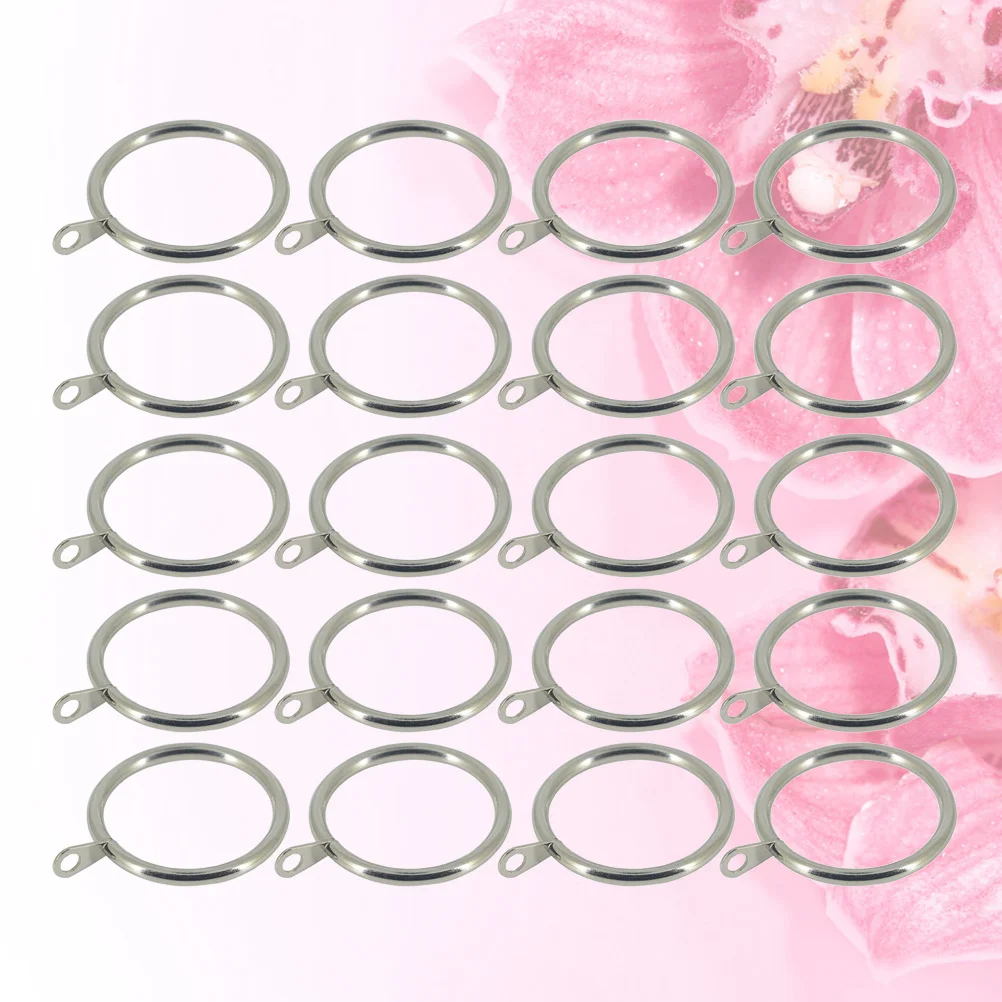 

20Pcs Curtain Hanging Rings Metal Sturdy Iron Curtain Hooks for Window Kitchen Dressing Room Shower Silver 37mm