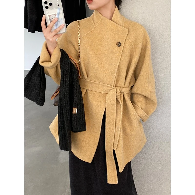 

Double-Faced Wool Coat, Women's Long Oversized Trench Winter Chic Outerwear