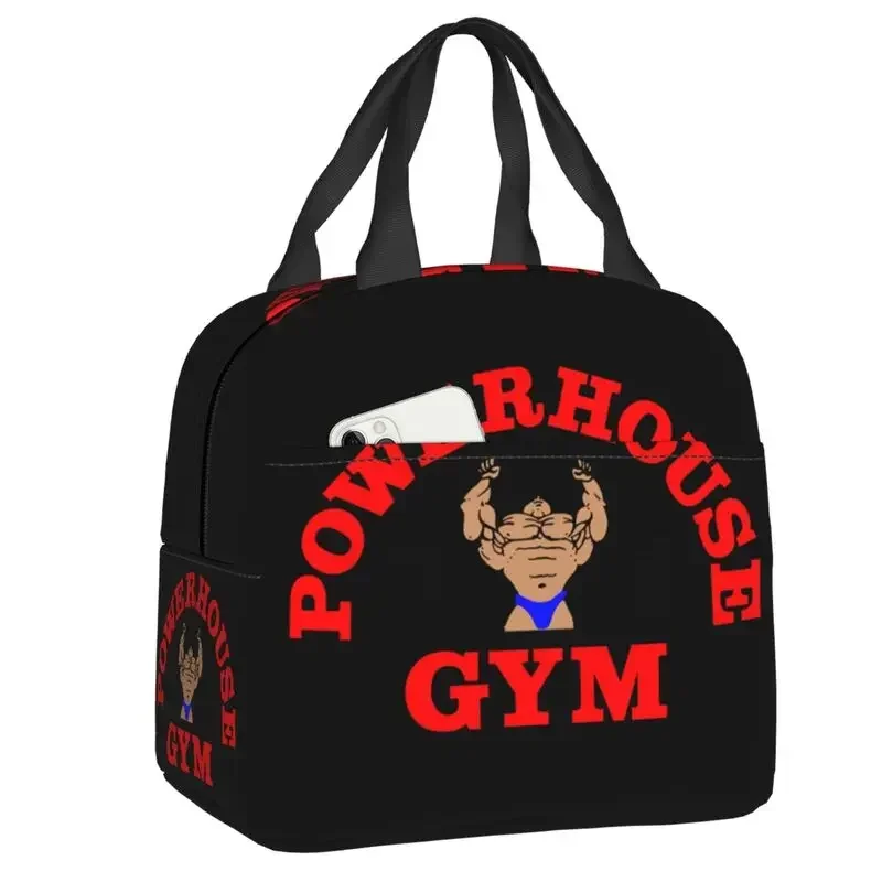 Powerhouse Gym Thermal Insulated Lunch Bags Women Fitness Bodybuilding Portable Tote for Work School Travel Food Bento Box