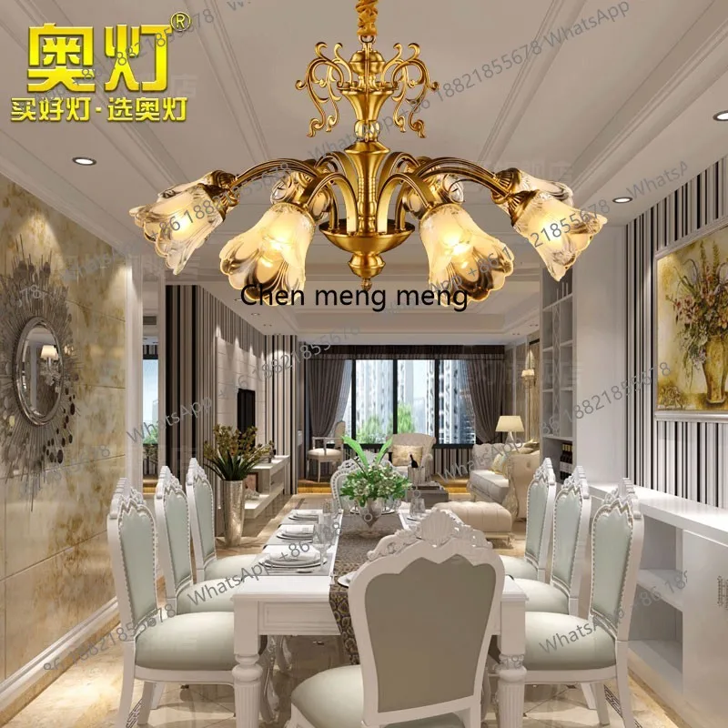 American all-copper chandelier creative living room dining room art pure copper chandelier