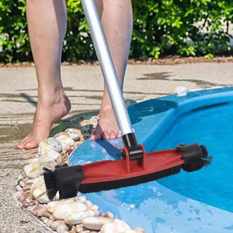 Brosse de piscine avec poignée réglable, brosse pour livres, brosse pour le bain, brosse à récurer les poils d'algues