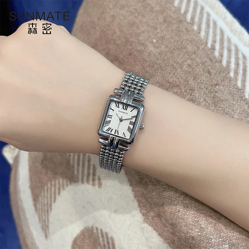 2025 New SUNMATE Women's Luxury Quartz Watch Waterproof Stainless Steel Women's Watch Fashion Elegant Round Bead Bracelet Watch