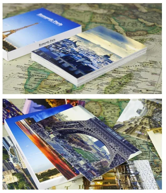 30 Sheets/Box Romantic Paris Postcards Greeting Card Wall Stickers Decorative Painting Postal Card That Can Be Mailed Gift Card