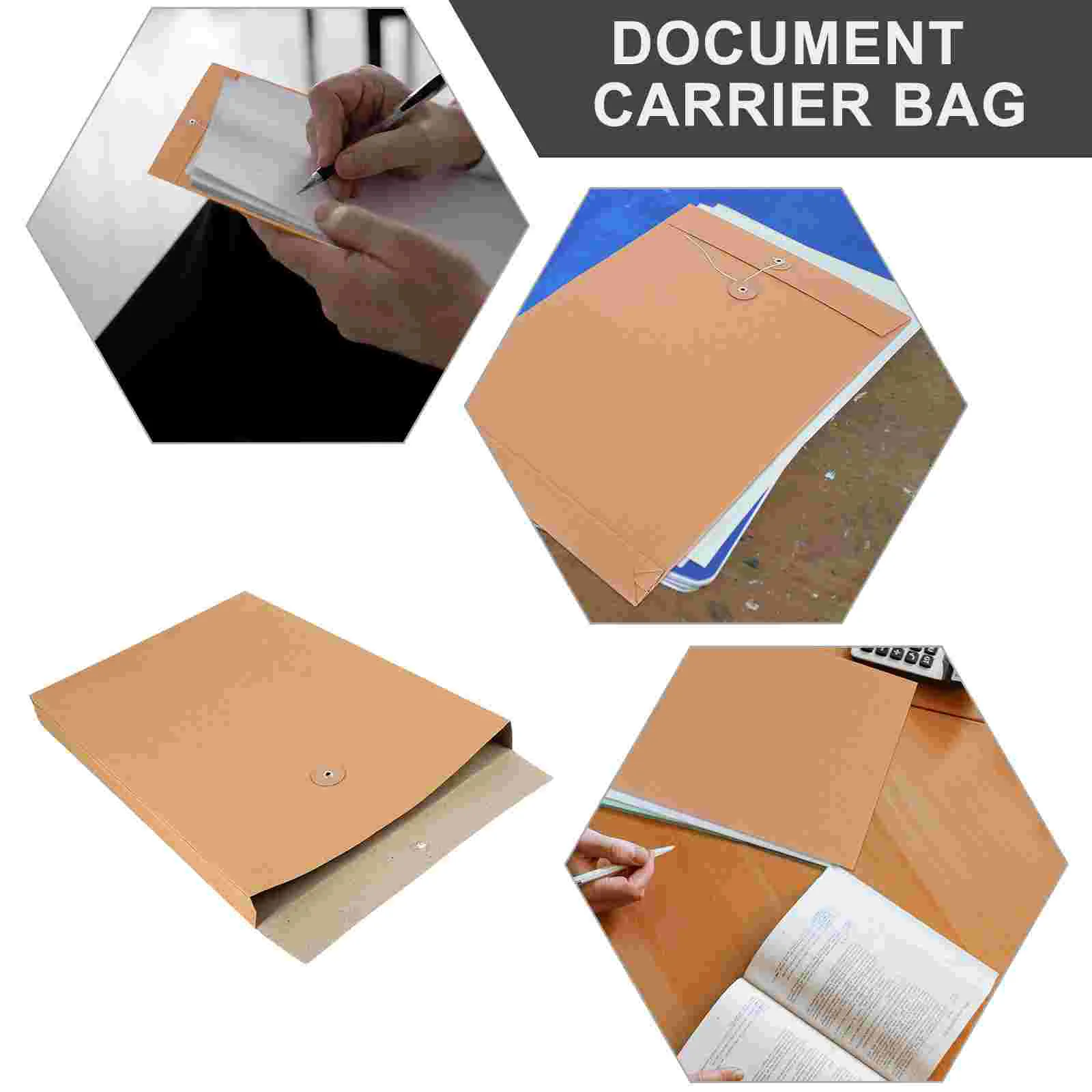 25 Pcs File Folder Kraft Paper Portfolio Organizer Tender Bag Document Carrier Envelope