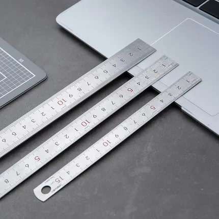 Stainless Hardened Steel Straight Ruler 15/20/30/50CM Student Rulers Measure Office & School Stationery