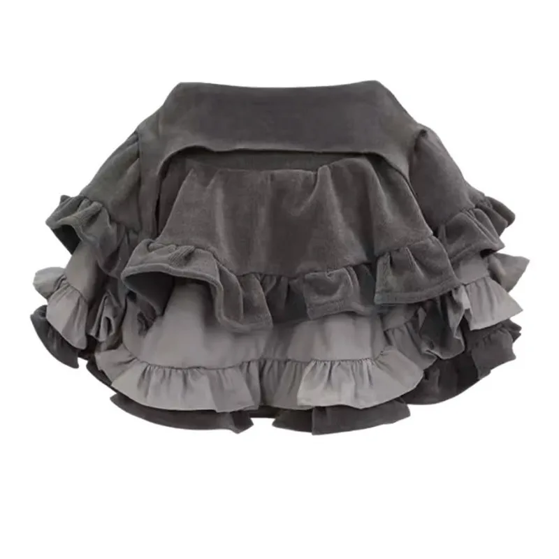 

American High Waist Cake Skirt Women's Black Pure Desire Sweet Ruffle Edge Design Built in Shorts Fashion Wholesale 2024 Summer