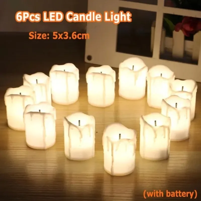 

6Pcs LED Candle Light Battery Christmas Holiday Wedding Home Decor Decorative Atmosphere Lamp Night Light