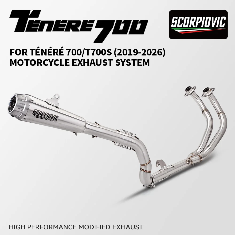FOR T700 Tenere700 T700S 2019-2026 51mm Stainless Full Exhaust System High-Performance Muffler