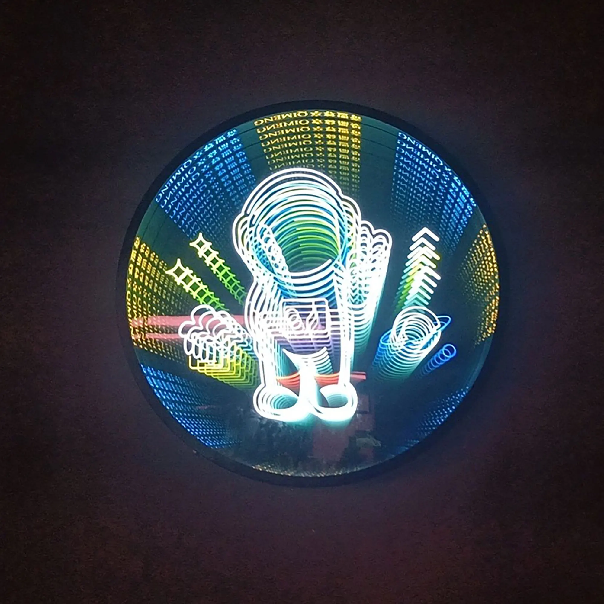 RGB Color Changing Infinity Mirror Wall Sign LED Light Tunnel Mirror with Remote Control