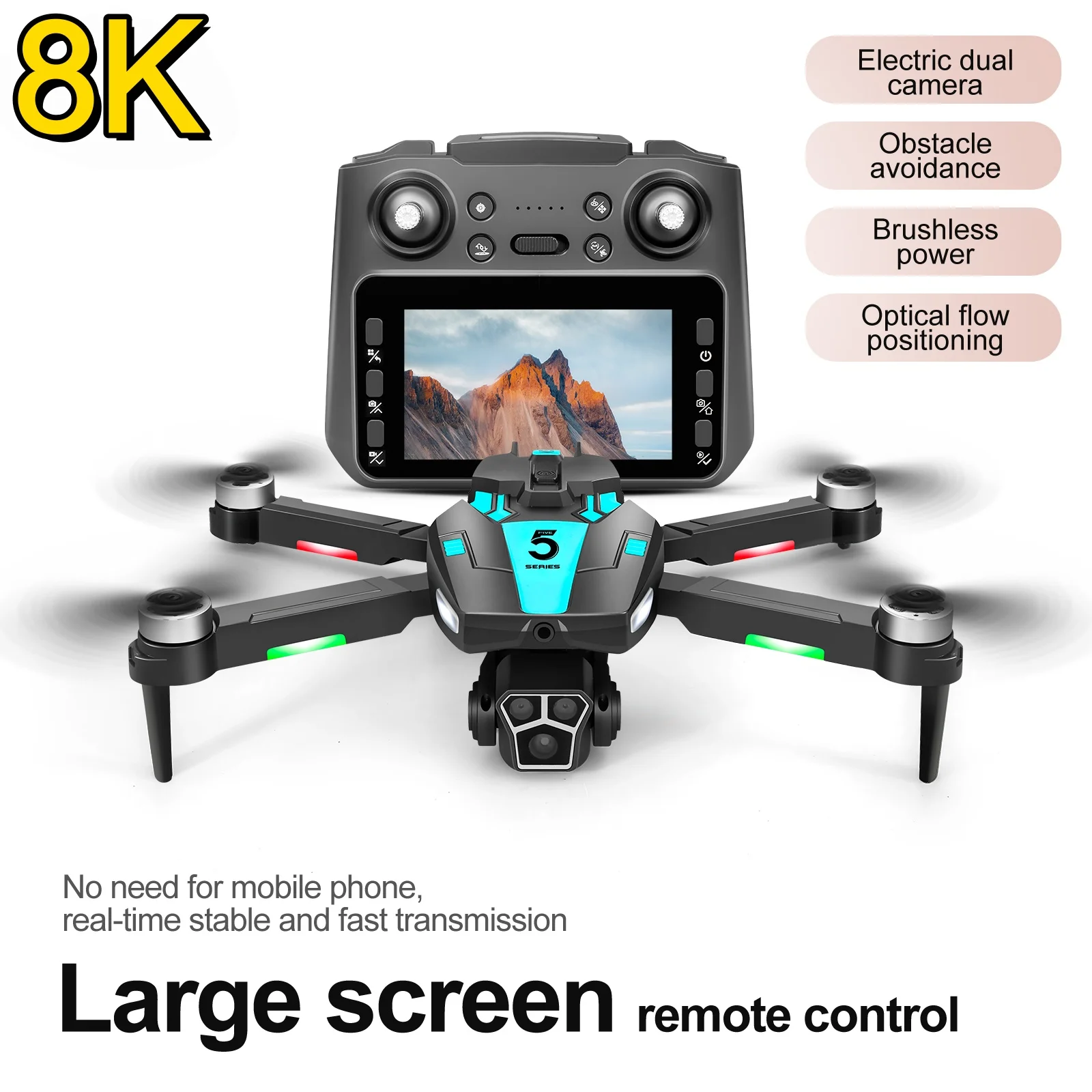 

Бесщеточный дрон с камерой HD 8K, интеллектуальное предотвращение препятствий, 360-рулон, оптическое позиционирование потока, радиоуправляемый самолет, квадрокоптер, игрушки