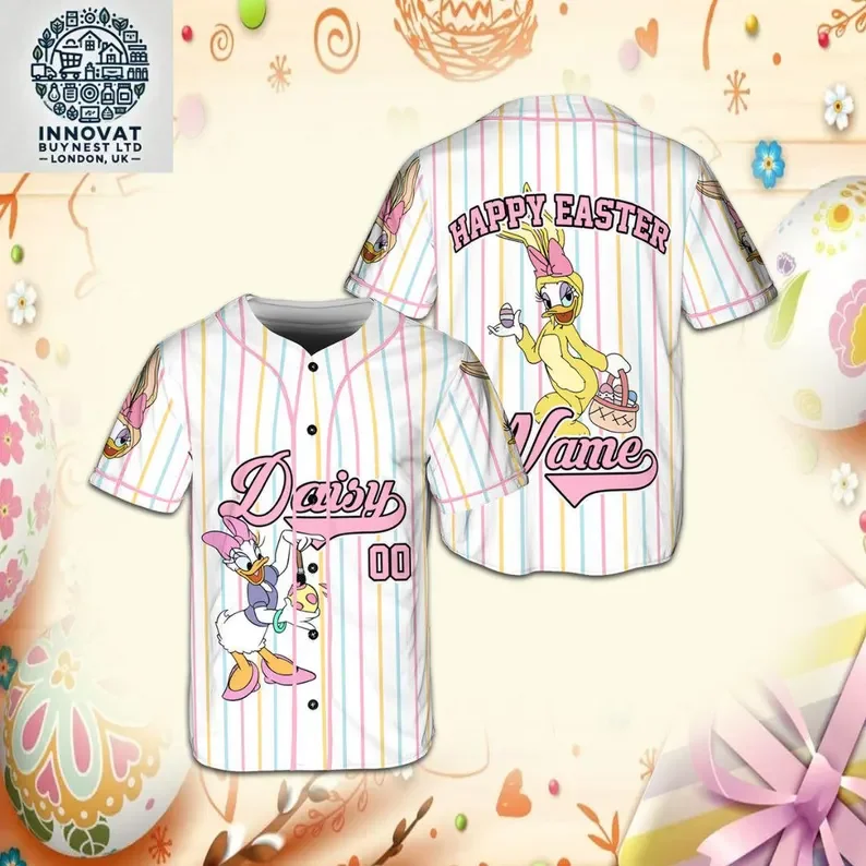 Custom Mickey and Friends Easter Baseball Jersey Disney Character Ball Disney Easter Shirt Minnie Rabbit Children's Gift