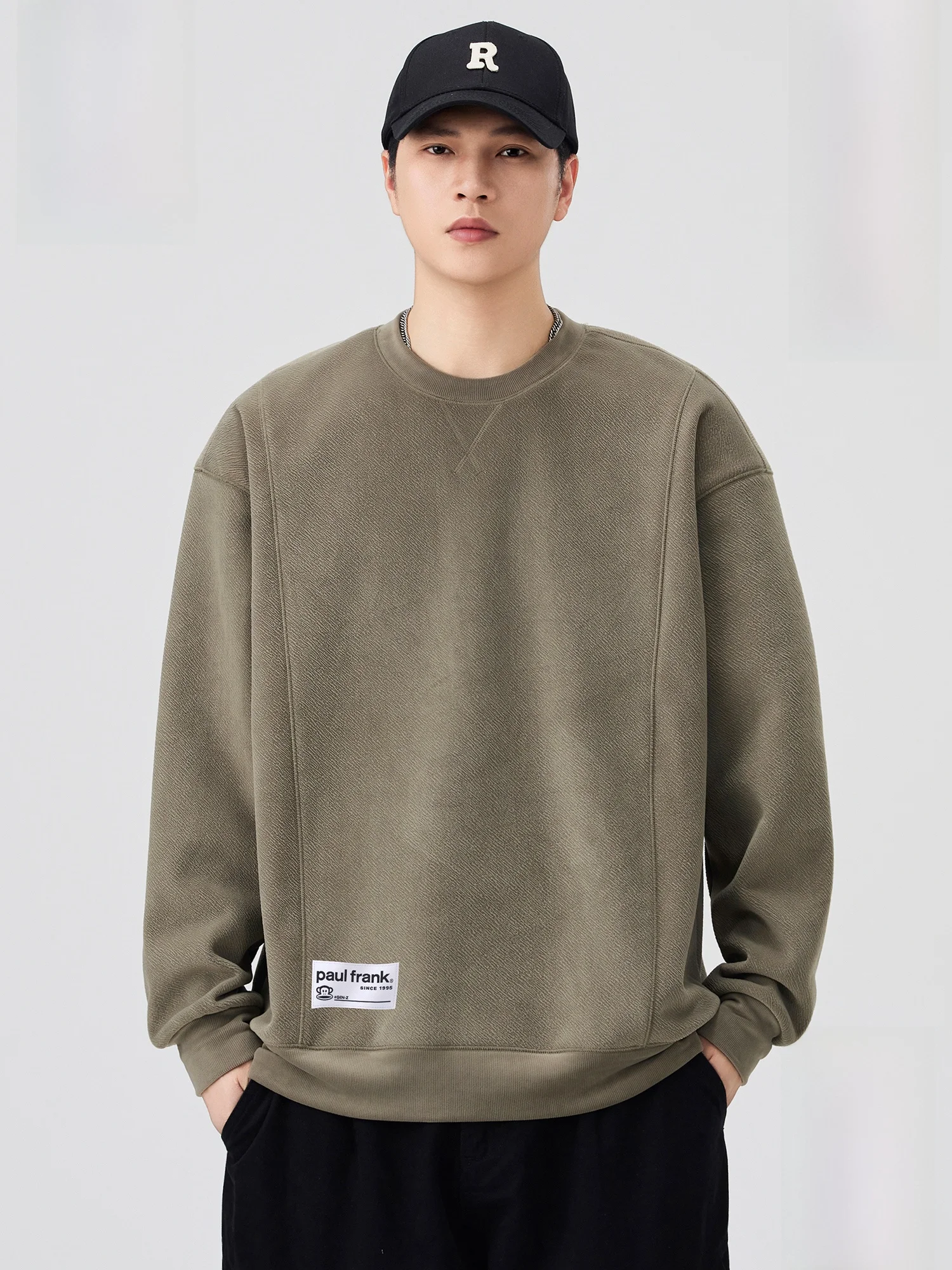 

Зимняя толстовка PaulFrank с флисовой подкладкой, мужская повседневная универсальная толстовка с круглым вырезом, теплая, из утолщенного полиэфирного волокна