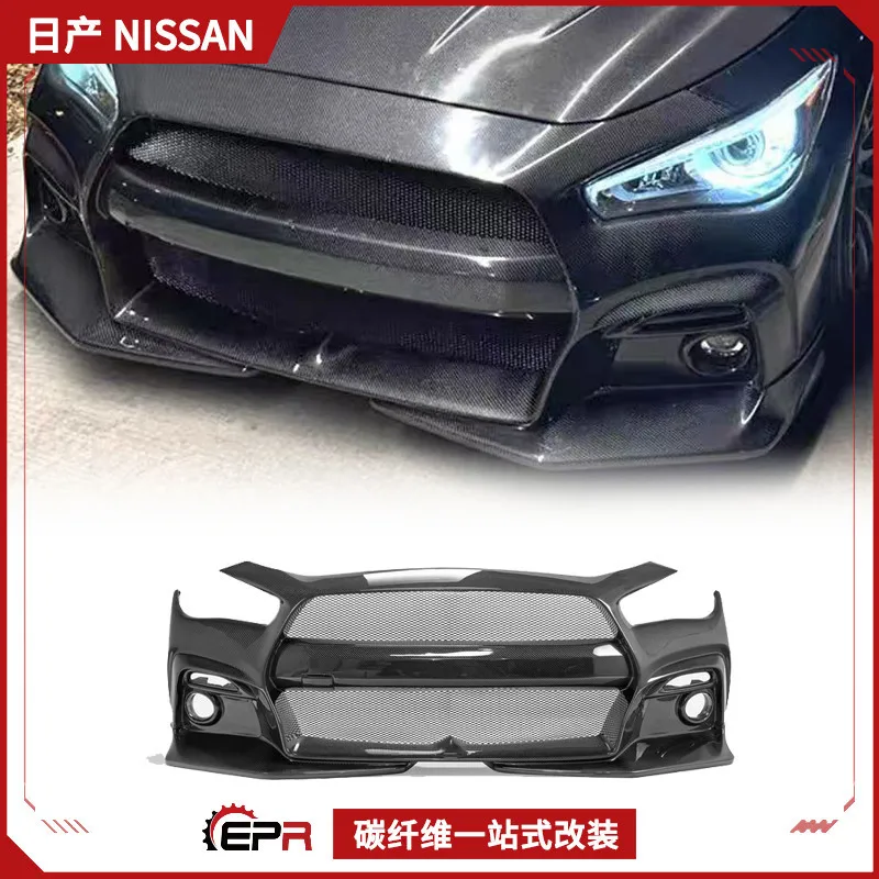 

Для Infiniti Q50 EPA1, передний бампер из углеродного волокна, передний бампер, передняя модификация с окружением передней поверхности