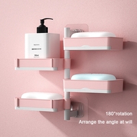Wall-mounted Soap Dish Punch-free 180 Degrees Rotate 4 Layer Soap Draining Rack Bathroom Soap Holder Toiletries Shelf Dishes Box