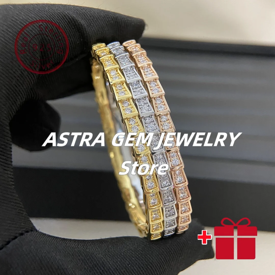 

High-quality 18K gold-plated single-ring full-diamond snake-shaped bracelet. A versatile women's jewelry gift for daily parties.