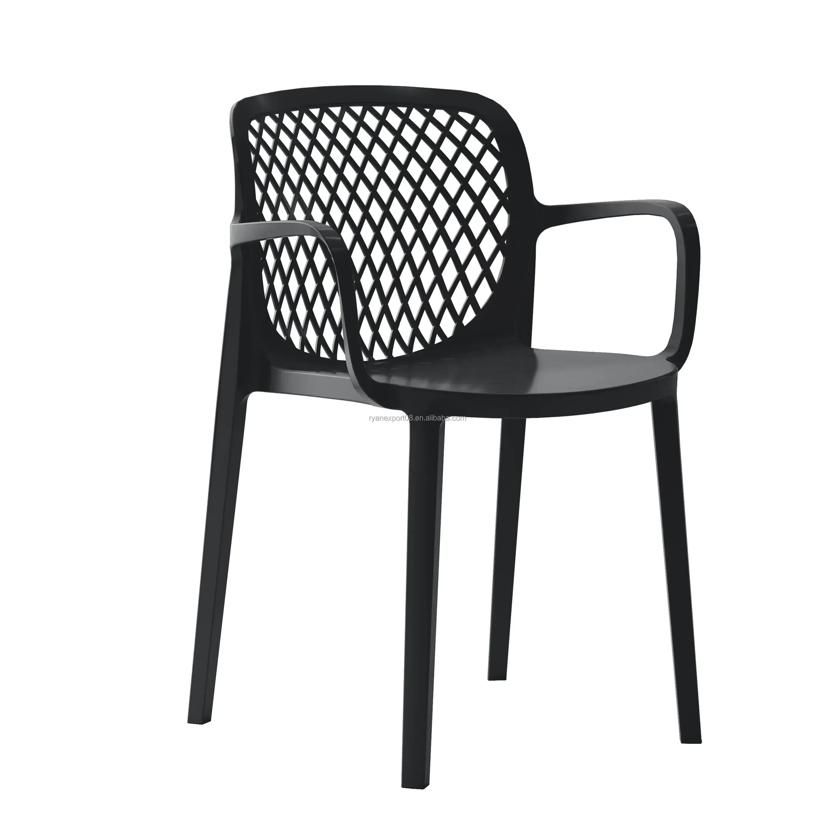 

Design Stackable Orange pp Plastic Kitchen Chair with Armrests