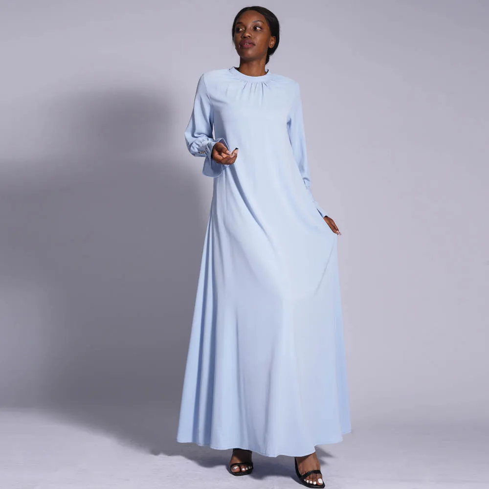 Skromne Casual Women Abaya Muslim Long Sleeve Maxi Dresses Ramadan Kaftan Arab Robe Islamic Turkey Caftan Odzież Dubai Jalabiya