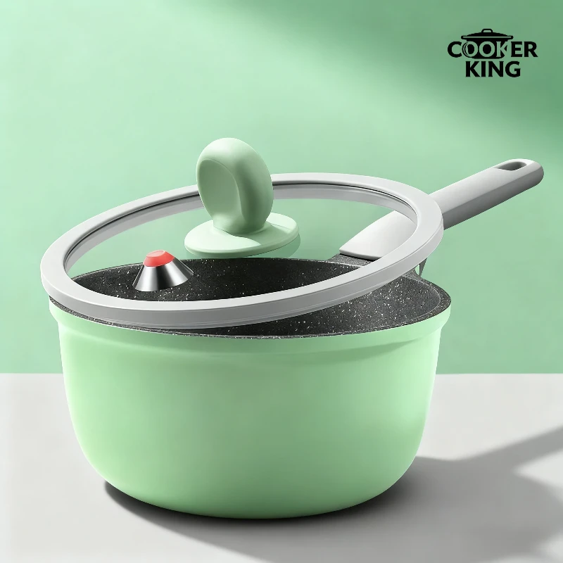 

COOKER KING 18cm Milk Pan Non-stick Pan Baby Food Pot Micro Pressure Milk Pot Steamer Multi Person Gathering Maifan Stone Color