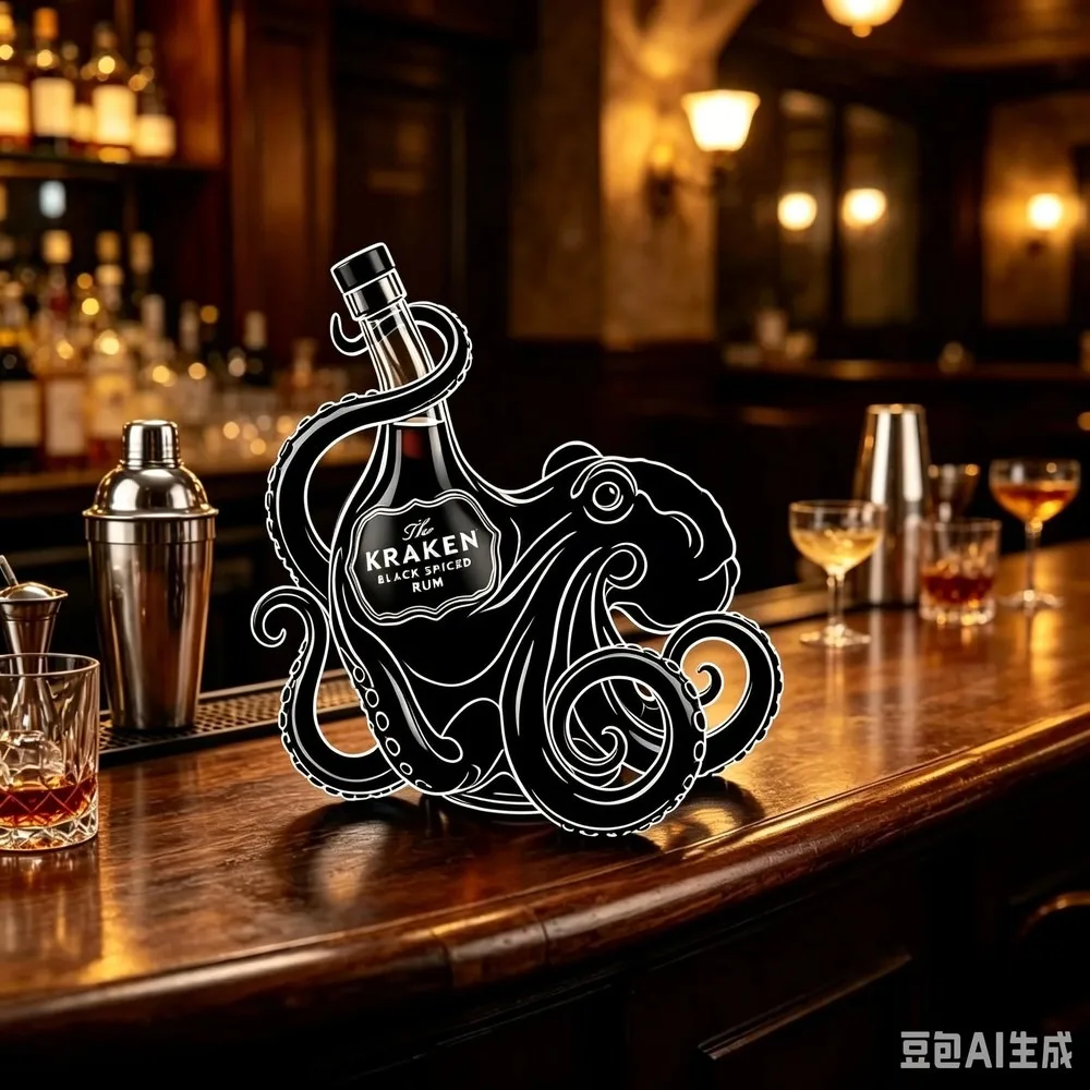 Vintage Kraken Octopus Rum Bottle Print Retro Bar Decor Whiskey Lovers Man Cave Wall Art Poster Collection Gift