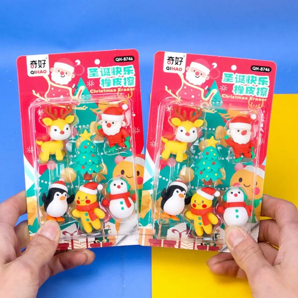 Stationery Cute Christmas Assembled Eraser Creative Snowman Cartoon Eraser Elk Santa Claus Christmas Decoration Student