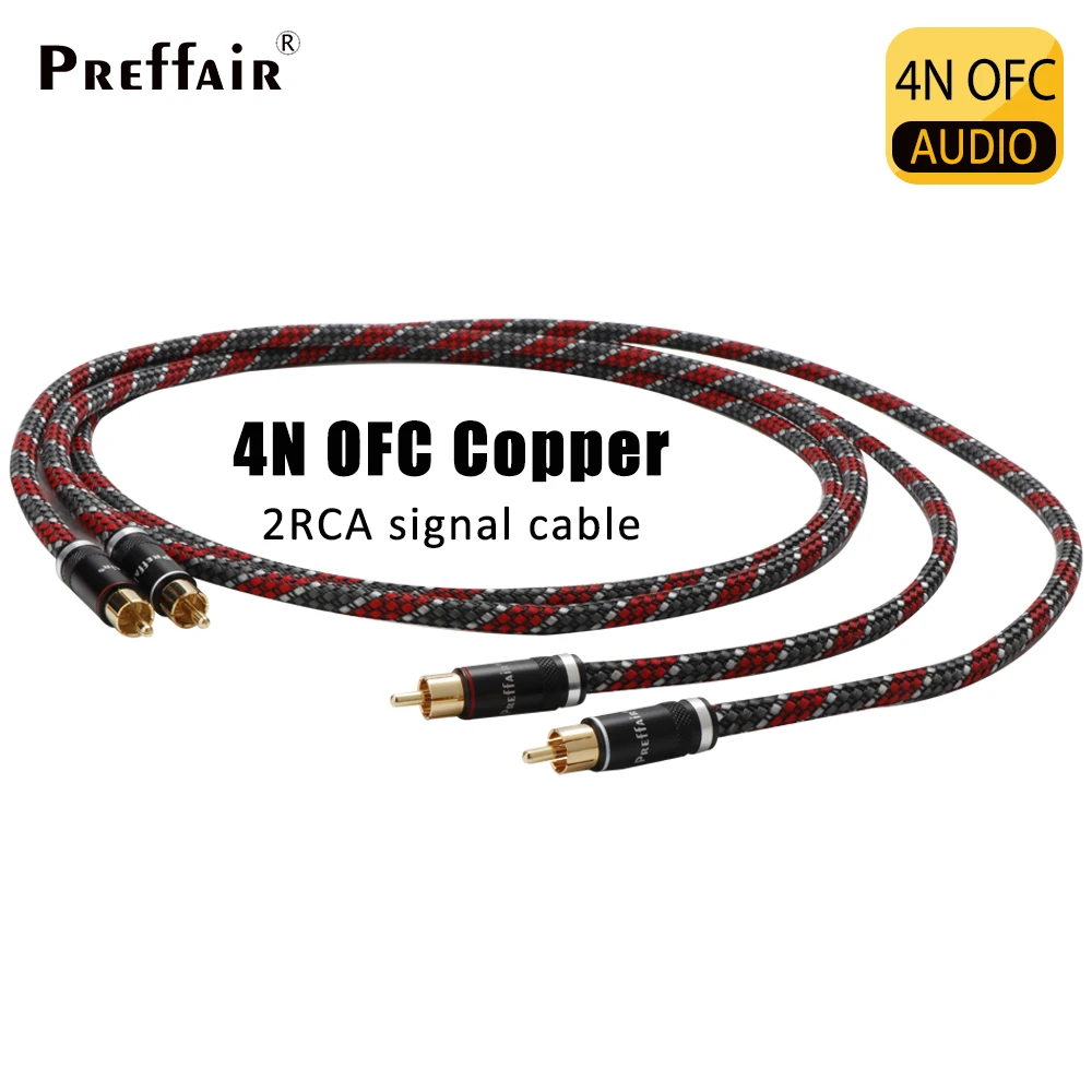 Preffair HiFi Audio Amplifier RCA Cable High Quality OFC Copper RCA Cable Speaker Interconnect Cable with Gold Plated RCA Plugs