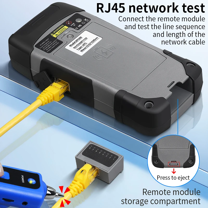 Reflectómetro KP600 OTDR de 90 km con pantalla táctil Mapa de eventos OPM VFL RJ45 Probador 22/24 dB 1310 nm 1550 nm 1610 nm 1625 nm (opcional)