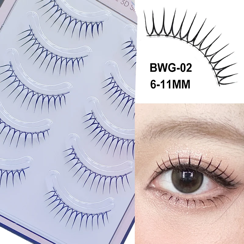 

10 Styles Idol Lashes 6-11mm U-Shape Black/Transparent Band Reusable Lash K-Pop Lashes Korean Girl Group Makeup False Eyelashes