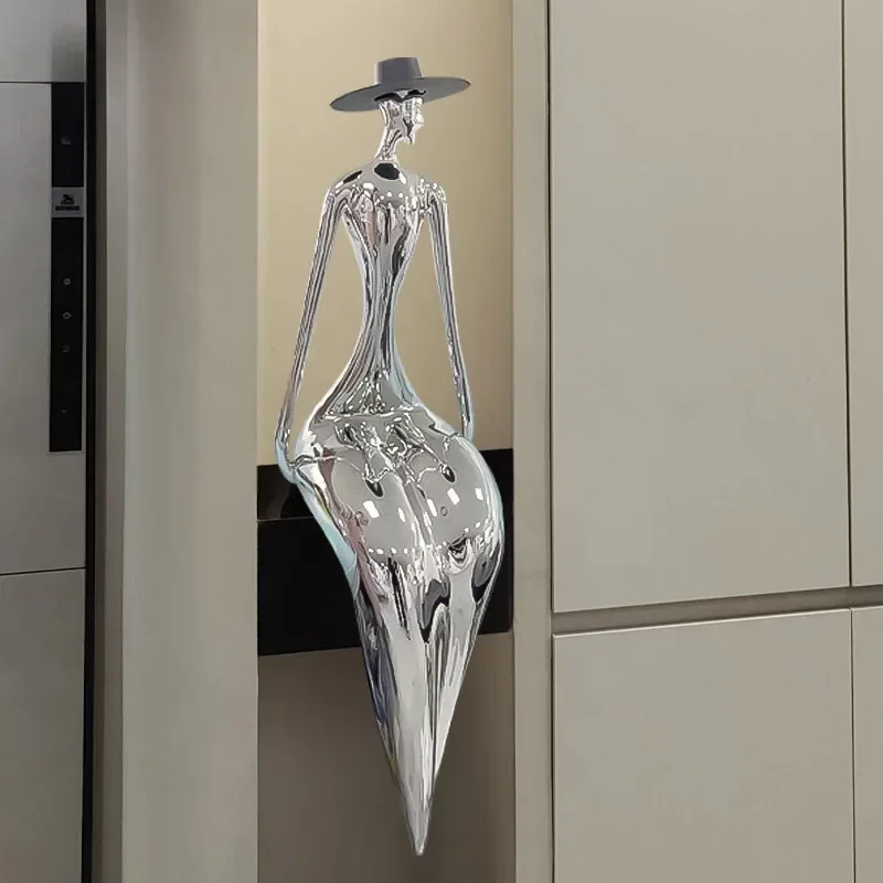 Sitting Figure Art Sculpture for Entrance Porch TV Cabinet Partition Shelf Display Home Decorative Ornament