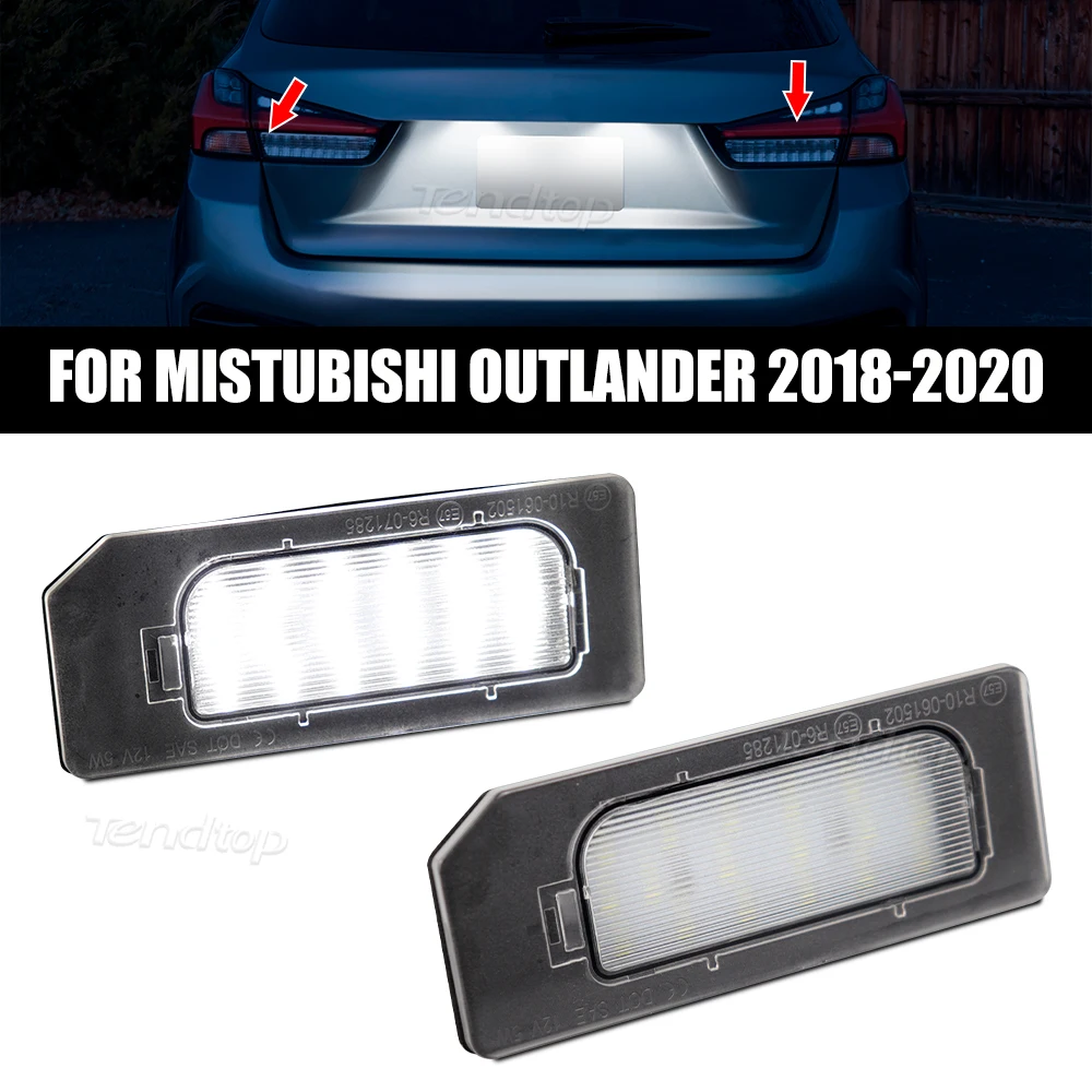 2Pcs LED Car Rear Number Plate Lamps White Canbus License Plate Lights For Mistubishi ASX Outlander Sport RVR PHEV 2011-2020